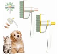 Self Cleaning Flea Tick Grooming Brush Lice Combs for Cats Dogs, Pet Hair Removal Comb with Rotatable Brush Head, Flea Combs Grooming Brushs for Removing Pet Hair (Yellow+Pink)
