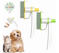 Self Cleaning Flea Tick Grooming Brush Lice Combs for Cats Dogs, Pet Hair Removal Comb with Rotatable Brush Head, Flea Combs Grooming Brushs for Removing Pet Hair (Green+Yellow)