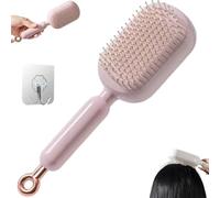 Self Cleaning Hair Brush, Retractable Hair Brush, Easy Clean,Massage Comb With Retractable Bristles,One-pull Clean Anti Static Brushs, Hairs Styling Tools for All Hairs Types (1PC Pink)