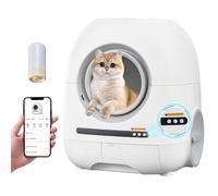 Self Cleaning Litter Box, Automatic Cat Litter Box with APP Control, Multi-Cat Compatible, Includes 4 Rolls of Garbage Bags and Mat, 72L Large Space