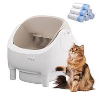 Self Cleaning Litter Box for Cats, Automatic Open-Top Design with APP Control and Safety Features, Includes 6 Roll Waste Bags