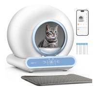 Self Cleaning Litter Box, Integrated Safety Automatic Cat Litter Box Self Cleaning 65L+9L for Multiple Cats, App Control, Odor Removal, Includes Mat & Liner (3 Rolls) - Blue