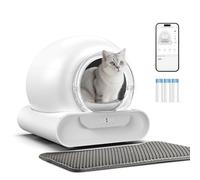 Self Cleaning Litter Box, Integrated Safety Automatic Cat Litter Box Self Cleaning 65L+9L for Multiple Cats, App Control, Odor Removal, Includes Door Curtains