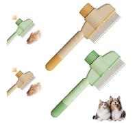 Self-cleaning pet brush for long and short hair care, cat brush, pet comb for removing matted hair, knot and tangle detangler tool accessories for dogs (Two-piece set)
