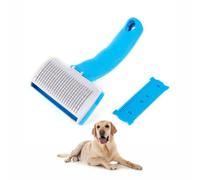 Self Cleaning Pet Brush Set for Dogs & Cats - Deshedding Grooming Tool for Long & Short Hair, Easy Hair Removal, Gentle Slicker Brush, Dog Comb & Cat Brush for Shedding