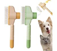 Self-cleaning Pet Flea Comb Grooming Brush Pet Hair Removal Tool Flea Stainless Steel Teeth Comb Multifunctional Cat Dog Brush for Massaging and Cleaning Shedding Hair (Yellow+Green)