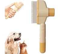 Self-cleaning Pet Flea Comb Grooming Brush Pet Hair Removal Tool Flea Stainless Steel Teeth Comb Multifunctional Cat Dog Brush for Massaging and Cleaning Shedding Hair (Yellow)
