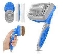 Self Cleaning Shedding Brush - 5-in-1 Professional Pet Grooming Kit Skin Friendly Grooming Tool for Dogs, Cats, and Puppies, Deshedding and Hair Removal for Long and Short Haired Pets（Blue-Grey）