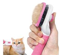 Self Cleaning Slicker Brush - Cat & Dog Grooming Comb with Smooth Handle & Cleaning Button - Massages & Removes Shedding - Pink