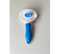 Self-Cleaning Slicker Brush for Cats & Dogs - Pet Grooming Comb with Smooth Handle & Cleaning Button for Shedding, Tangling & Massage - Ideal Dog/Cat Grooming Tool (Blue)