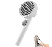 Self Cleaning Slicker Round Cake Brush - Skin Friendly Deshedding Grooming Tool for Dogs & Cats, Suitable for Shedding & Haired Pets (Grey)