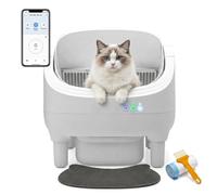 Self Cleaning Smart Cat Litter Tray or Box, APP Control,Automatic litter tray for Multi-Cats,Solid Air Freshener,Cleaning Brush, Charger and Cat Litter Mat