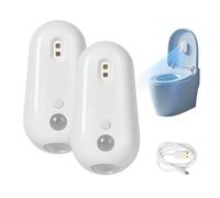 Self Cleaning UV Toilet Sanitizer And Night Light Motion-Activated UV commode Sanitizer with NightLight Rechargeable Adhesive-Mounted NightLight Motion Sensor for Bathroom (2 PCS)