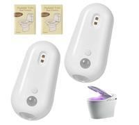 Self Cleaning UV Toilet Sanitizer Light, Motion Activated Self Cleaning UV-C Sanitizer & Night Light, Rechargeable Adhesive Mounted, for Shared Bathroom, Elderly, Pet, Easy Install (2SET)