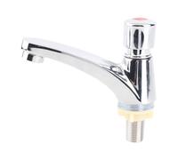 Self Closing Basin Tap Chrome Plated Brass Auto Off Time Delay Faucet Push Button No-Splash Water Saving Tap for Bathroom Kitchen Public Use (G1/2 Female Thread)