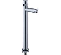 Self Closing Basin Tap with Time Delay and Honeycomb Bubbler | Chrome plated stainless steel push button tap with a honeycomb bubbler for a soft water flow and reduced splashing.