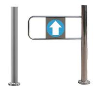 Self-Closing Safety Fence Gate with Post Mount, 90-Degree Manual Swing Door for Industrial & Supermarket Aisles, One-Way Access, Silver-R, 50x100cm (20x39in)