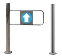 Self-Closing Safety Fence Gate with Post Mount, 90-Degree Swing Door for Industrial & Supermarket Aisles, Manual One-Way Access, 60x100cm (24x39in), Silver-L