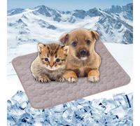 Self Cooling Gel Dog Mats 62 x 50 cm Portable for Indoor Outdoor with Non-Slip Bottom Non-Toxic Dog Cooling Mat Durable Pet Cool Mat for Crates, Kennels and Beds, Brown