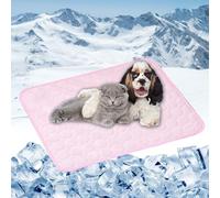 Self Cooling Gel Dog Mats 70 x 55 cm Cooling for Pets on Warm Days Easy to Clean Non-Slip Dog Mat Ice Silk Chill Pad for Crates, Kennels and Beds, Pink