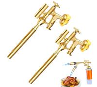 Self-Cooling Multi-Purpose Blow Torch, Upgraded Cassette Spray Gun with Lighting, Butane Torch Kit with lamp, Adjustable Flame 360° Inverted Use, for BBQ,Baking,Cooking (#2pc)