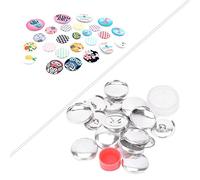 Self Cover Buttons Kit, 20/25/30/40mm Fabric Button Mould Cloth Bag Cover Buttons Kit Round Button Base DIY Handmade Crafts Buckle Making Tools with Buckle Base (25MM)