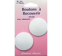 Hemline H475.38 White Nylon Self Cover Button Snap On Back Plate 38mm 2 sets