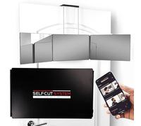 Self Cut System Travel Version - Three Way Mirror for Self Hair Cutting with Height Adjustable Telescoping Hooks and Free Educational Mobile App