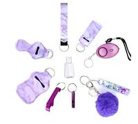 Self Defense Keychain Keyring Set for Women and Kids, Safety Keychain Accessories Decoration, with Personal Alarm Card Puller Wristlet