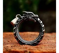 Self-Devourer Ouroboros Dragon Pendant Necklace Men Stainless Steel Jewelry Gift