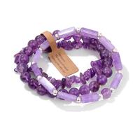 Self-Discovery Mala 3-Piece Gemstone Stretch Bracelet Set for Women - Triple Stack Boho Layering Bracelets in Matching Tones, One Size, Stone, no gemstone