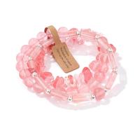 Self-Discovery Mala 3-Piece Gemstone Stretch Bracelet Set for Women - Triple Stack Boho Layering Bracelets in Matching Tones, One Size, Stone, no gemstone
