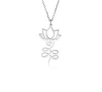 Self-Discovery Mala Lotus Unalome OM Necklace for Women Men, Stainless Steel Yoga Meditation Pendant Necklace, Spiritual Symbol Jewelry, Lotus Flower Yoga Necklace Gift, S, Stainless Steel, No