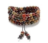 Self-Discovery Mala Stretchy Mala Wrist Wrap Bracelet with 108 Healing Picasso Jasper Beads