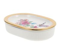 Self Draining Double-layer Ceramic Soap Dish for Bathroom Use
