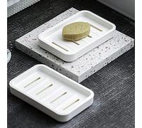 Self Draining Soap Dish, 2 PAKC Plastic Soap Dishes for Shower Wall, Soap Holder for Bar Soap with Drain Tray, White Soap Holders for Bathroom Kitchen Sink with 2pcs Extra Loofah Soap Hanging Bags