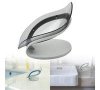Self-Draining Soap Dish for Bathroom Shower Sink Kitchen Balcony Featuring Removable Silicone Suction Cup and Smooth Edges (Grey)