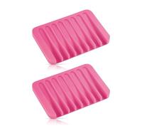 Self Draining Soap Dish for Shower, Silicone Soap Dish for Kitchen Sink, Bathroom Sink (2, Pink, S(3.1"×4.5"))