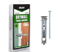 Self-Drilling E-z Anchor Toggle Kit, Heavy Duty Drywall Toggle Ancor with Fitting Metal Zinc Phillip Screws #8 x 2-1/4 - Holds Up to 100 Lb. (20 Pack)