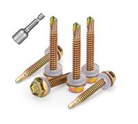 Self-Drilling Roofing Screws,100 PCS M4.2 M4.8 M5.5 M6.3 Steel Hexagonal Head Self Tapping Screw, Zinc-Plated Roofs Screws for Tin Roof Securing Corrugated Metal(M6.3 * 135mm)