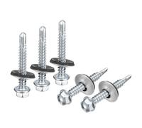 Self-Drilling Roofing Screws 150pcs Self Drilling Screws With Rubber Washer Zinc Plated Hex Head Tapping For Metal(5.5x90mm DxL)