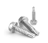 Self-Drilling Roofing Screws,20-50pcs 304 Stainless Steel Hex Head Flange Self-Tapping Drill Tail Screws With M4.2 M4.8 To M6.3 Hexagon Drilling Screw(19MM-50PCS ST4.2)