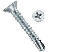 Self Drilling Screws Length: 25mm (Pack of: 100) Countersunk Self Tapping Screws for Metal, Steel, Roofing, Windows