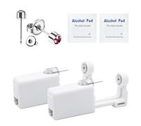 Self Ear Piercing Kits - 2 Pack Self Ear Piercing Gun, Disposable Ear Pearcings Kit with 4mm Silver Black Gold CZ Zirconia Pearl Earring Studs,Safety Ear Piercing Gun Kit Tool (SSFG-222-2)