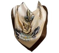 Self Embossed Floral Print Silk Satin Square Bandana Neck Scarf, Head Scarves, Neckerchief