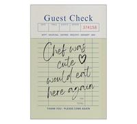 SELF FIND Trendy Guest Check Poster Chef Was Cute Would Eat Here Again Canvas Wall Art Green Food Quotes Aesthetic Prints Painting For Kitchen Home Bedroom Dorm Wall Decor 12x16in Unframed