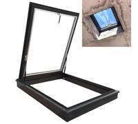 Self-Flashed Glass Roof Hatch Skylight, Insulated Manual Ventilation 70x70cm, Aluminum Alloy Frame, Customized Partition Mounted, Ideal for Natural Light & Energy Efficiency