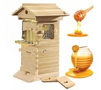 Self-Flowing Honey Beehive,Flow Hive Beehive Starter Kit,Wooden Bee Box with Observation Window & Honey Spout,Auto Bee Hives Boxes with 10 Frames,for Garden Pollinators