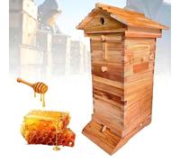 Self-Flowing Honey Beehive Wooden Box, Auto Bee Hives Starter Kit for Beekeepers with 4 Frames, Beekeeping Complete Set for Small Apiary