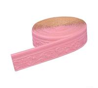 Self For Wall Trim 3D Foam Border Strip XPE Wall Moulding Tape Waterproof Ceiling For Edge Flexible Crown Molding for Renters Wall Decor DIY Room(Pink)